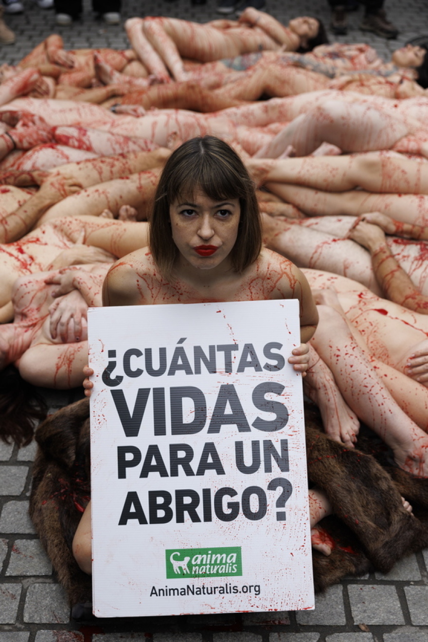 Ισπανία: Γυμνοί και βαμμένοι με... αίμα ακτιβιστές διαδηλώνουν για τα δικαιώματα των ζώων στη Μαδρίτη