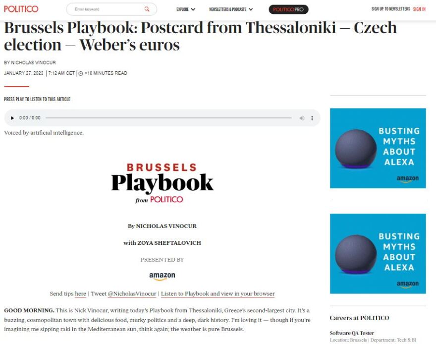 Το Politico στη Θεσσαλονίκη για την Εύα: «Μια κοσμοπολίτικη πόλη με σκοτεινή ιστορία»