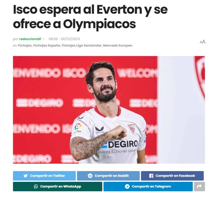 Ολυμπιακός: Ισπανικό δημοσίευμα αποκαλύπτει ενδιαφέρον για τον Ίσκο