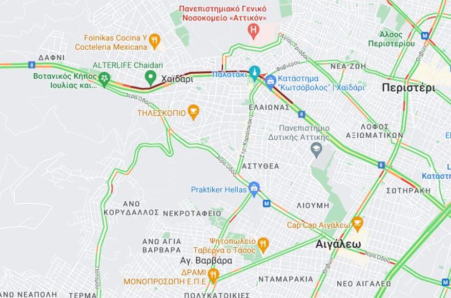 Κίνηση στους δρόμους: Στο «κόκκινο» ο Κηφισός - Καθυστερήσεις στην Αττική Οδό προς αεροδρόμιο λόγω τροχαίου στο Ηράκλειο