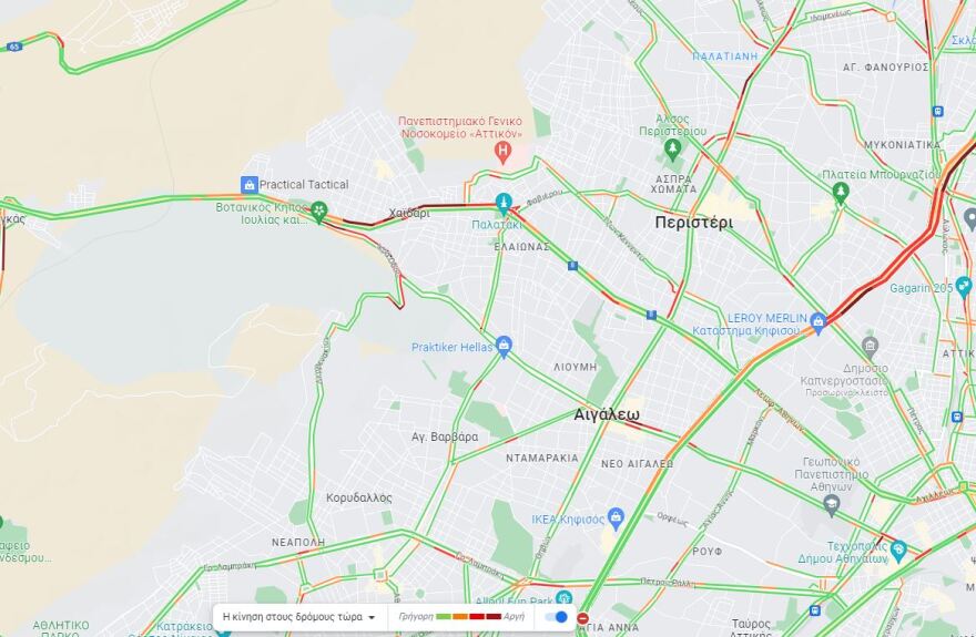 Κίνηση στους δρόμους: Στο «κόκκινο» ο Κηφισός - Καθυστερήσεις στην Αττική Οδό προς αεροδρόμιο λόγω τροχαίου στο Ηράκλειο