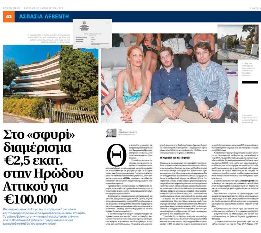 Οικογένεια Λεβέντη - Αλγιαννάκη: Στο «σφυρί» τρία ακόμη ακίνητα για χρέη του γιου