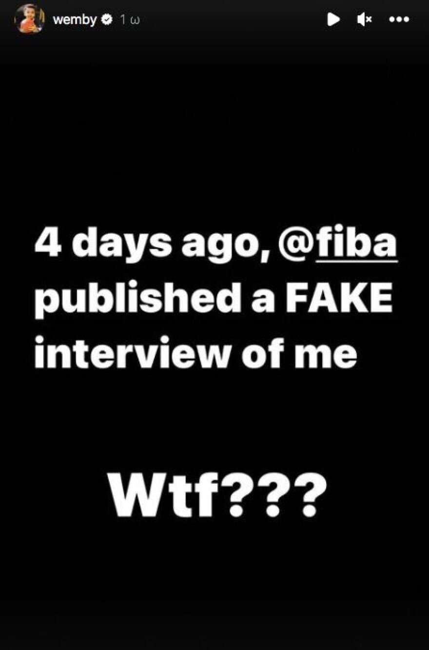 Γουεμπανιάμα: Κατηγορεί την FIBA πως δημοσίευσε ψεύτικη συνέντευξη 