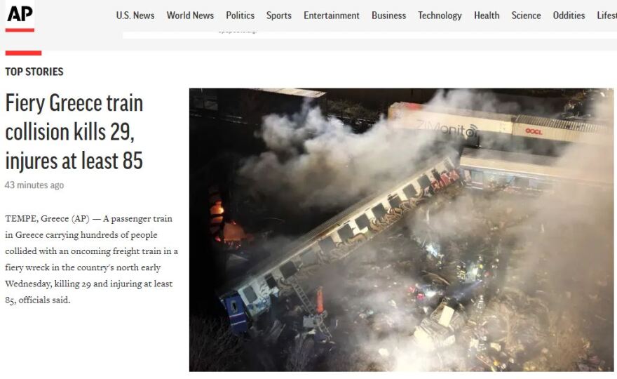 Σύγκρουση τρένων: Πρώτο θέμα στα μεγαλύτερα ΜΜΕ στον κόσμο η  τραγωδία στα Τέμπη