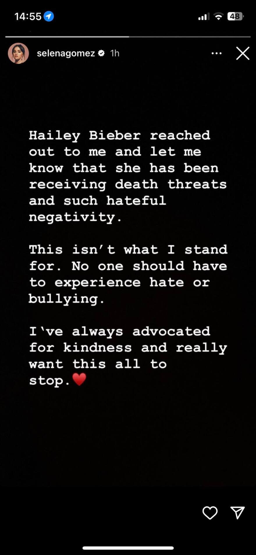 Χείλι Μπίμπερ: «Σελένα ευχαριστώ» - Τέλος η κόντρα με την Γκόμεζ