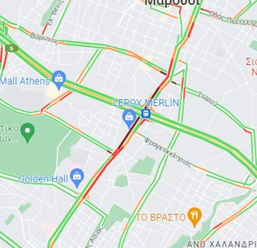 Μποτιλιάρισμα στην κάθοδο της Κηφισίας, αμέσως μετά το «δαχτυλίδι» - Αναποδογύρισε αυτοκίνητο