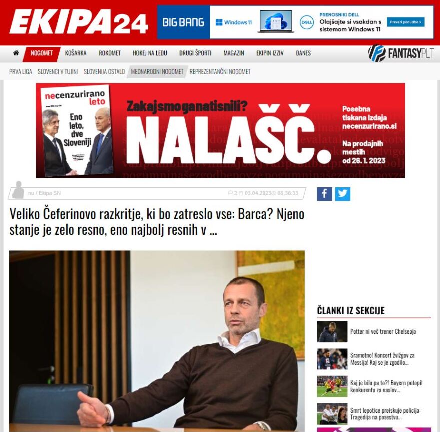 Τσέφεριν για υπόθεση Νεγκρέιρα: «Η κατάσταση είναι πολύ σοβαρή για τη Μπαρτσελόνα»