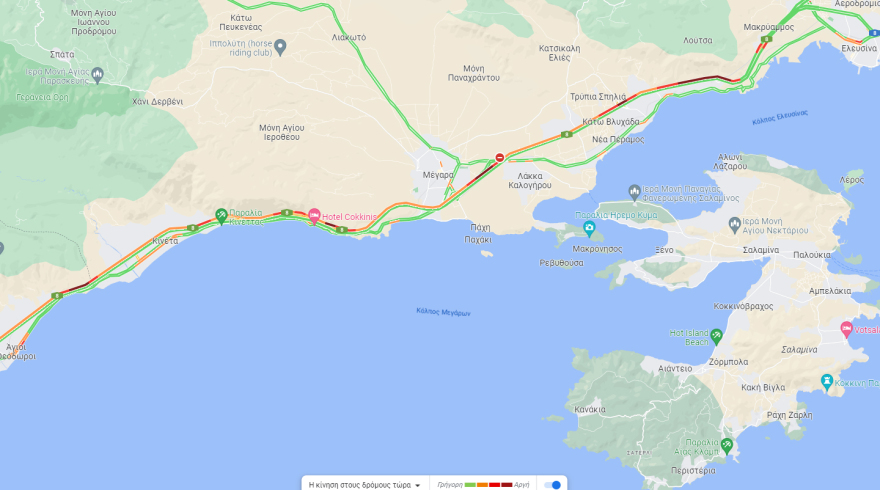 Κίνηση στους δρόμους: Από τα διόδια της Ελευσίνας μέχρι και τους Αγίους Θεοδώρους προς Κόρινθο το μποτιλιάρισμα