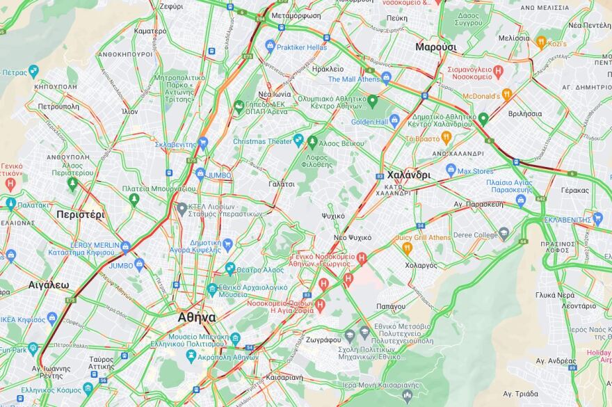 Κίνηση: Στο «κόκκινο» η Αττική Οδός λόγω καραμπόλας και εξόδου για το τριήμερο της Πρωτομαγιάς