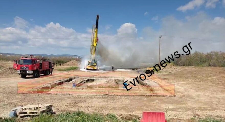 Αλεξανδρούπολη: Γερανός «χτύπησε» σε καλώδια υψηλής τάσης και πήρε φωτιά - Στην εντατική ο χειριστής του