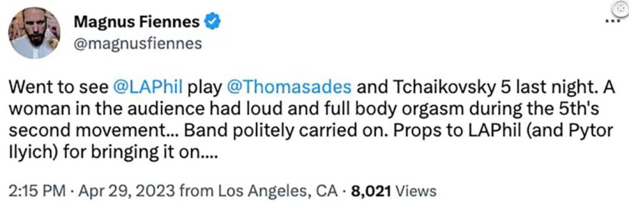 Λος Άντζελες: Γυναίκα είχε οργασμό σε κονσέρτο της φιλαρμονικής - Ακούστε το ηχητικό