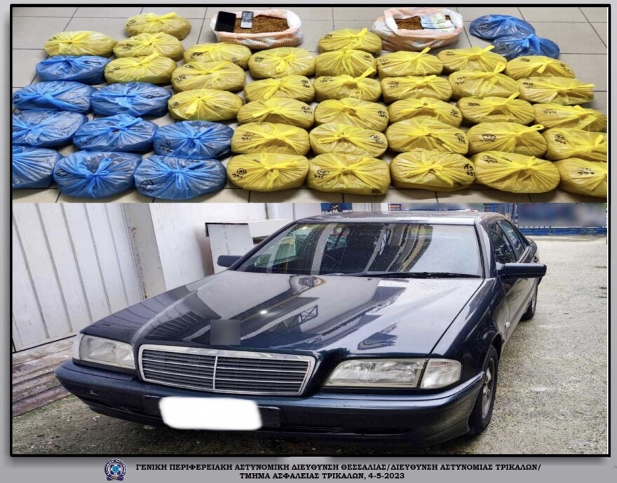 Τρίκαλα: Το αυτοκίνητο ήταν γεμάτο με 50 κιλά αφορολόγητου καπνού
