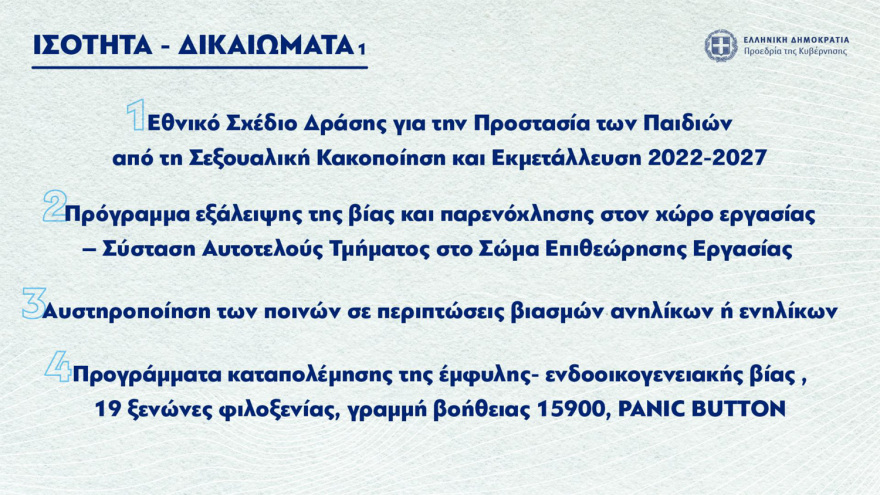 Σκέρτσος: Οι 60+ πολιτικές της κυβέρνησης για ισότητα, γυναίκες, νέους και οικογένειες