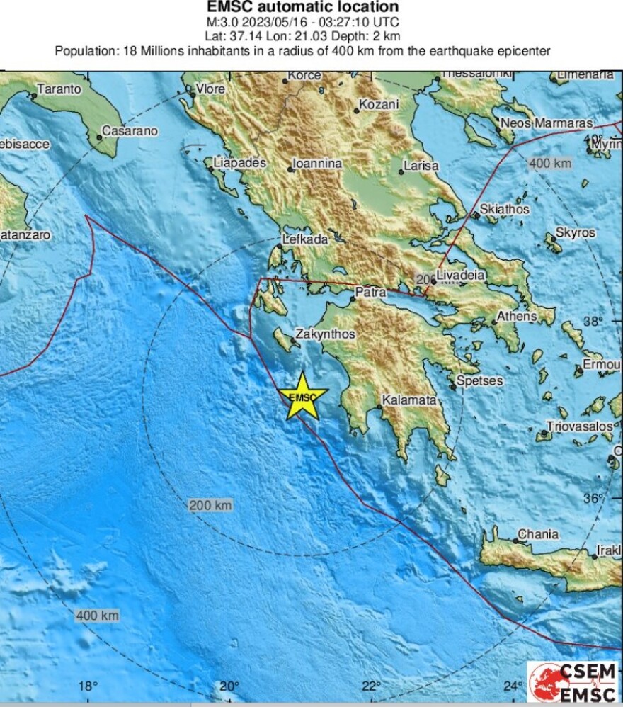 Σεισμός 3 Ρίχτερ στις Στροφάδες Ζακύνθου