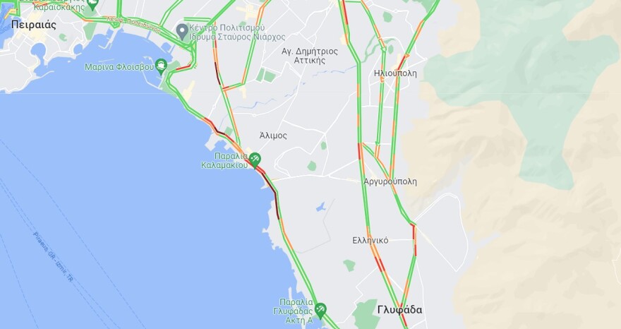 Κίνηση στους δρόμους: Μποτιλιάρισμα στην Παραλιακή, λόγω τροχαίου