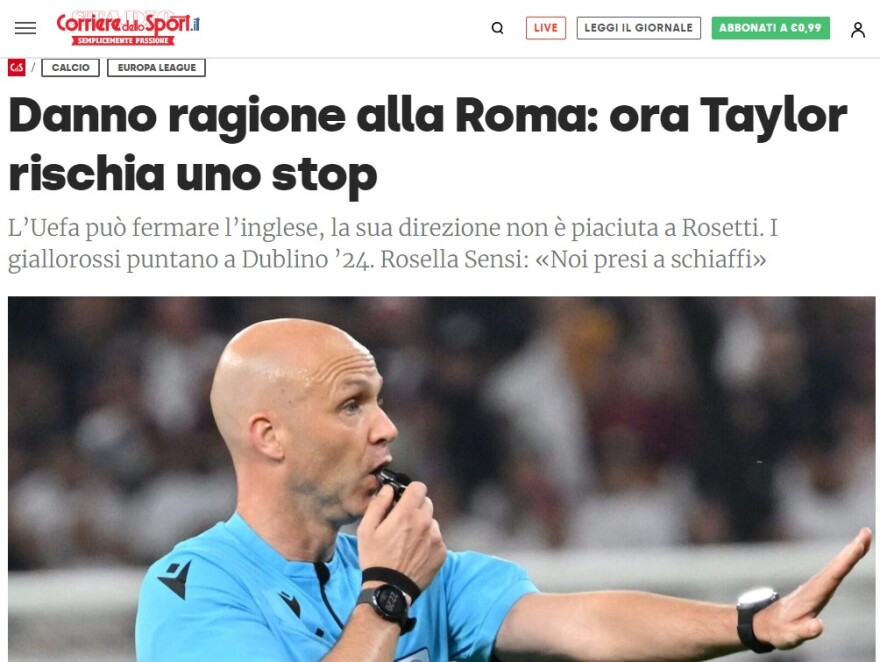 Τελικός Europa League: Έρευνα της UEFA για τις αποφάσεις του Άντονι Τέιλορ μετά τη διαμάχη με τον Μουρίνιο