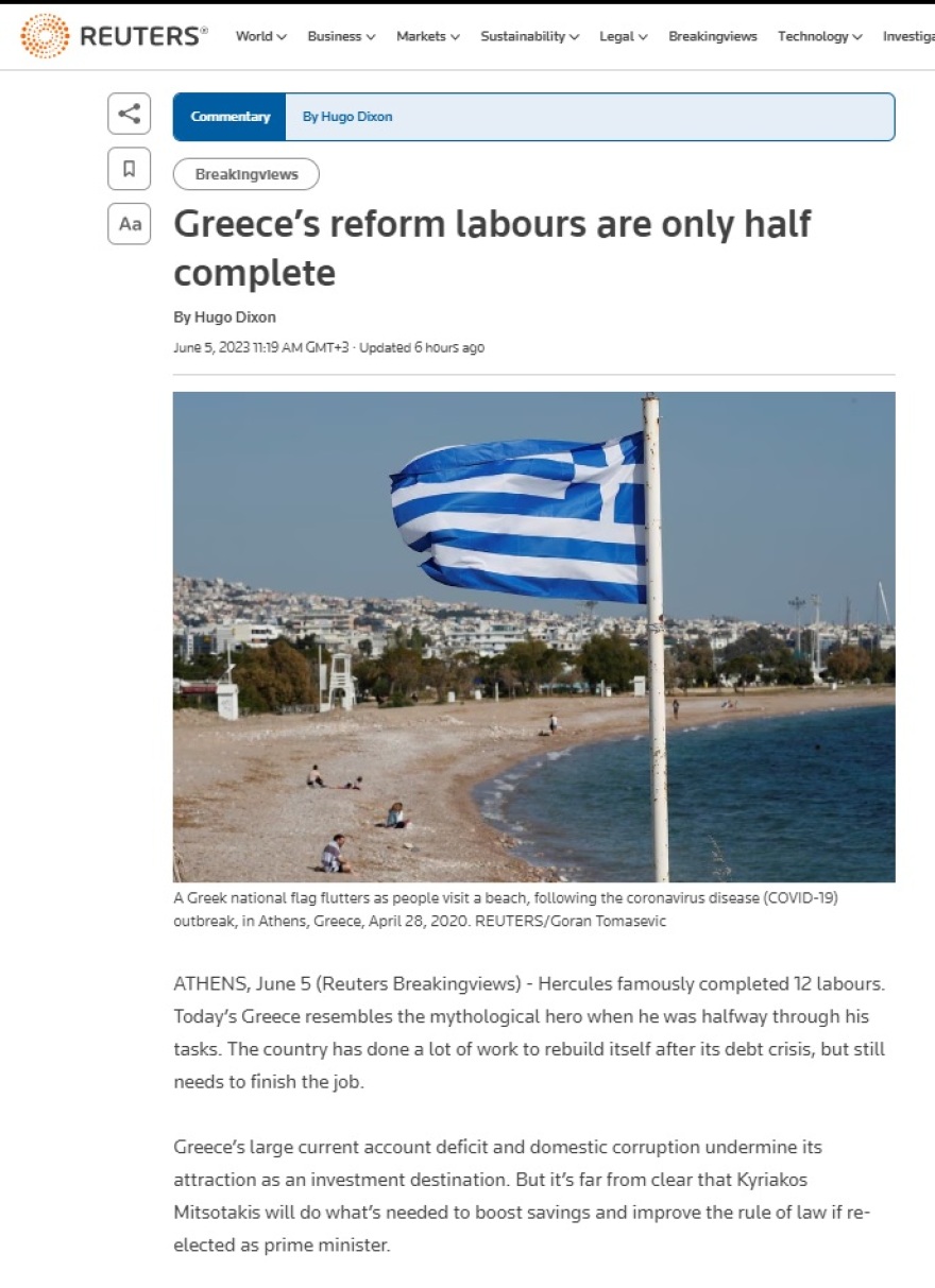 Reuters για την επόμενη μέρα στην Ελλάδα: Θα καθαρίσει ο Κ. Μητσοτάκης την Κόπρο του Αυγείου;