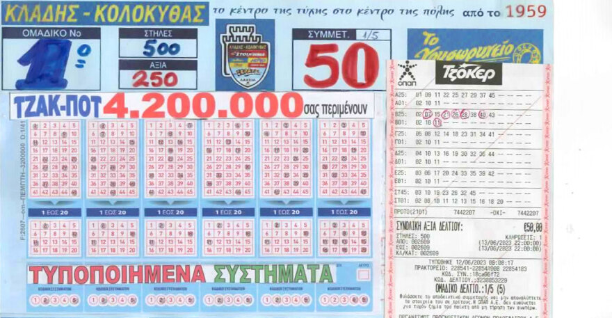 Τζόκερ: Αυτό είναι το δελτίο που χάρισε €4,2 εκατ. σε πέντε μεγάλους τυχερούς