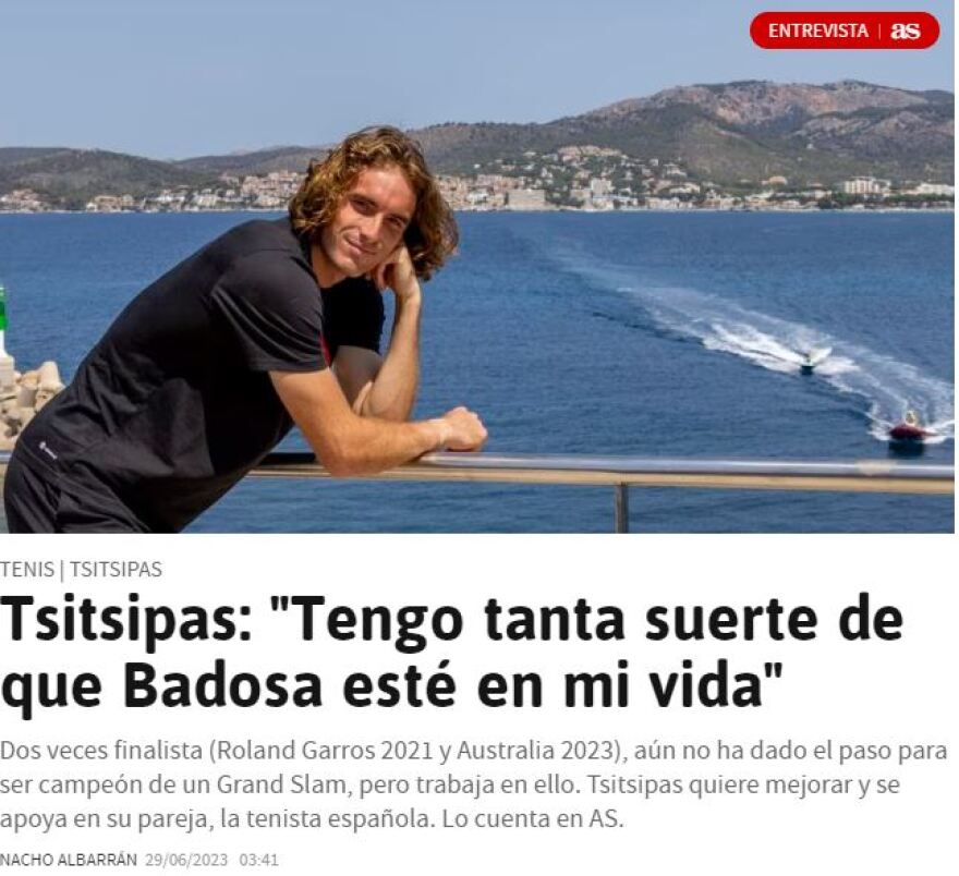  Τσιτσιπάς για Μπαντόσα: «Με εμπνέει, με παρακινεί να γίνω καλύτερος, δεν φταίει εκείνη για τις ήττες»