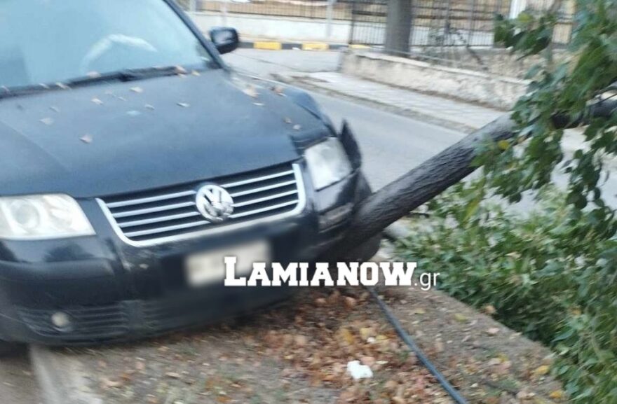 Λαμία: Τον πήρε ο ύπνος στο τιμόνι καβάλησε το κράσπεδο και έκοψε δέντρα