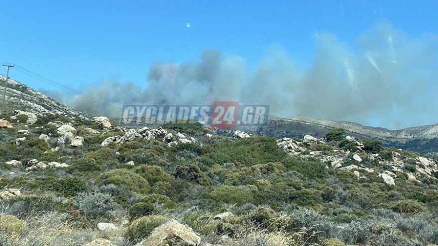 Μάχη με τις φλόγες στη Νάξο - Μακριά από οικισμούς η φωτιά