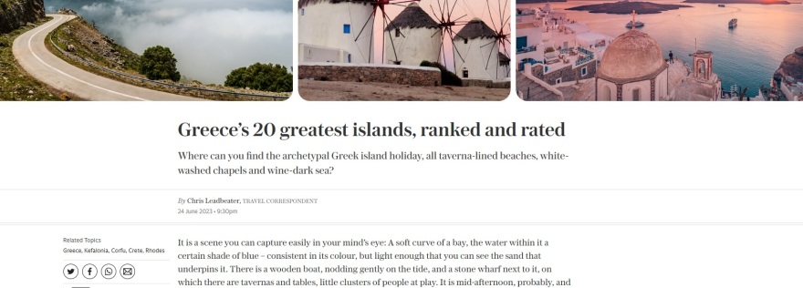 Η Daily Telegraph «ψηφίζει» Ελλάδα για το 2023: 20 νησιά σε Αιγαίο και Ιόνιο για «μαγικές» διακοπές