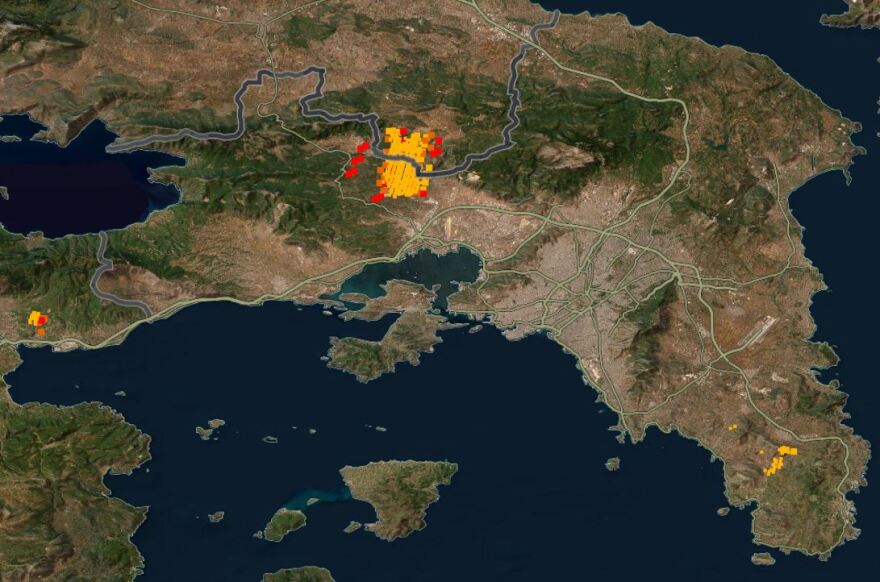 Φωτιές: Πώς φαίνονται τα πύρινα μέτωπα σε Δερβενοχώρια και Λουτράκι από τον δορυφόρο της NASA