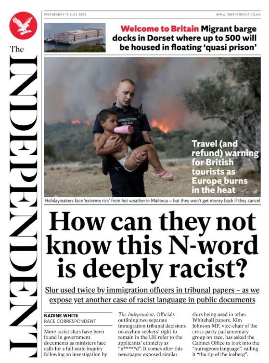 Φωτιά στα Δερβενοχώρια: Στα πρωτοσέλιδα εφημερίδων στη Βρετανία ο αστυνομικός που πήρε παιδιά στα χέρια