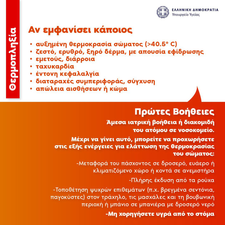 Καύσωνας: Οδηγίες του υπουργείου Υγείας για τη θερμική εξάντληση και θερμοπληξία - Τα συμπτώματά τους