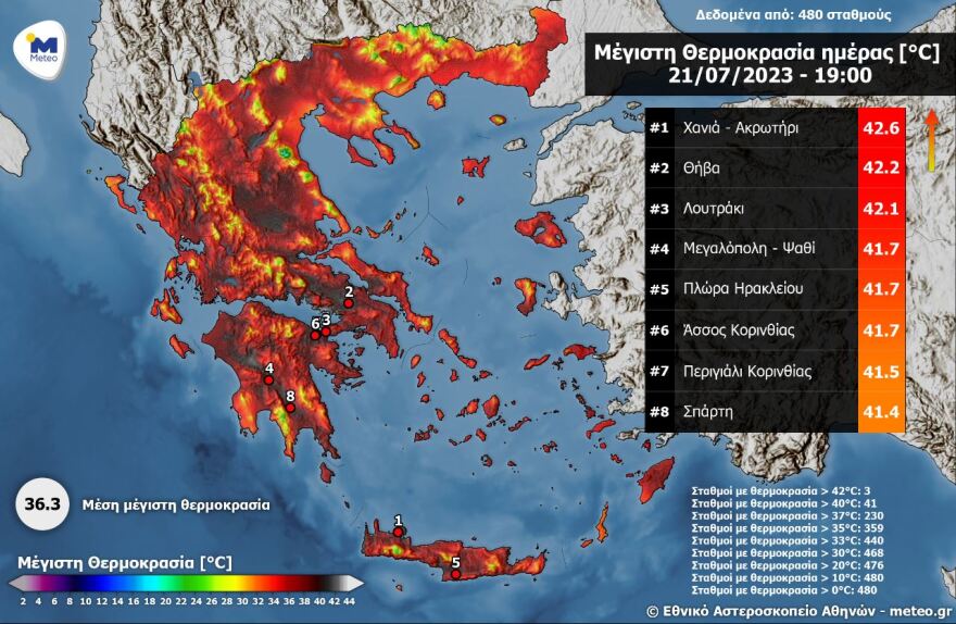 Καύσωνας: 50°C η αισθητή θερμοκρασία στον Ισθμό Κορίνθου - Πάνω από 40°C σε 41 σημεία