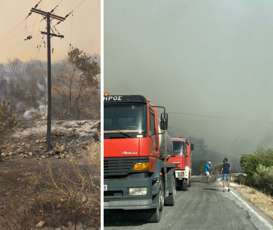 Φωτιά στην Κάρυστο: Τα 20 μέτρα φτάνουν οι φλόγες - Έκκληση για περισσότερα εναέρια μέσα απευθύνει ο δήμαρχος