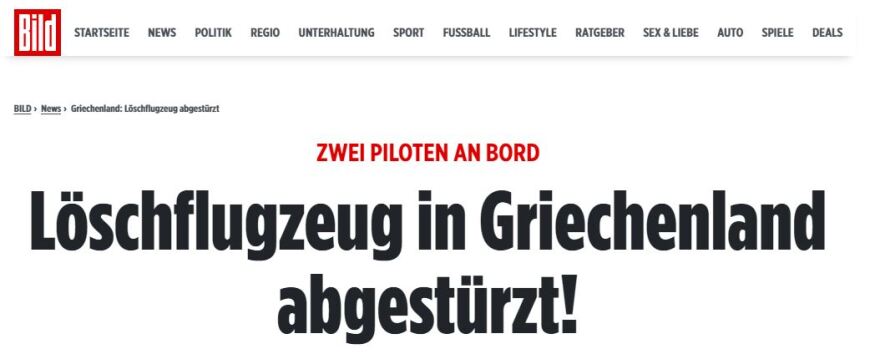 Κάρυστος: Τον γύρο των διεθνών ΜΜΕ κάνει η πτώση του Canadair - «Η Ελλάδα ζει μία κόλαση»
