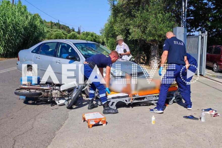 Πύργος: ΙΧ συγκρούστηκε με μηχανάκι - Στο παρμπρίζ χτύπησε ο αναβάτης και προσγειώθηκε τραυματίας στο έδαφος