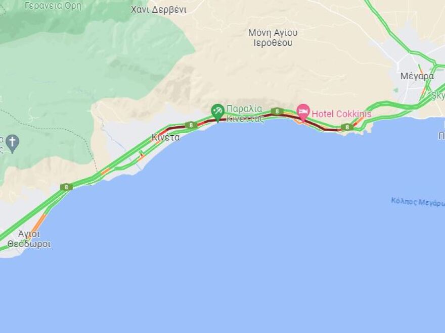 Μεγάλο μποτιλιάρισμα στο ρεύμα προς Αθήνα στην Εθνική Οδό Αθηνών - Κορίνθου λόγω τροχαίου