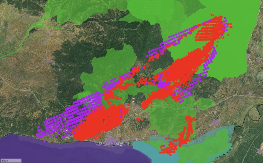 Φωτιά στην Αλεξανδρούπολη: Το μέτωπο της φωτιάς επεκτείνεται σε 60 χιλιόμετρα - Δείτε χάρτη