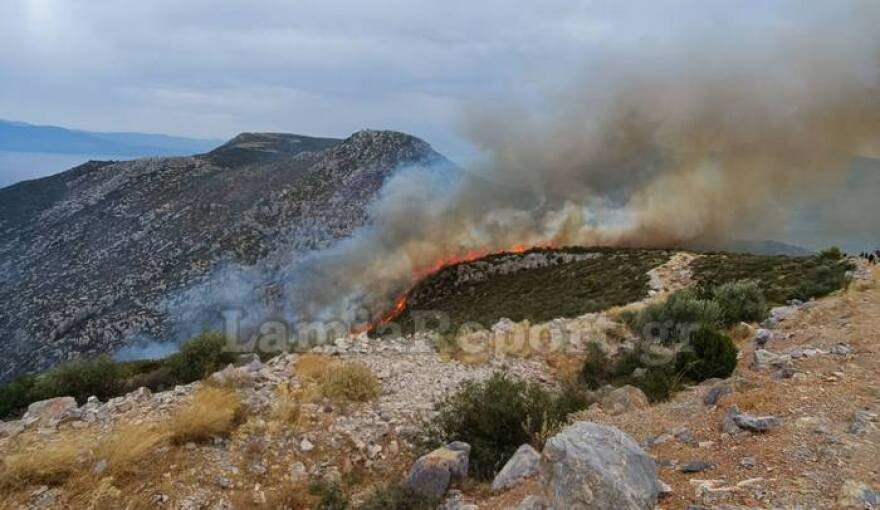 Φωτιά σε δύσβατη περιοχή στη Γκάτζα του δήμου Λοκρών - Επιχειρούν και εναέρια μέσα