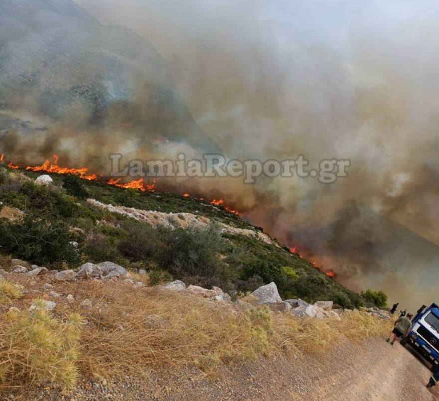 Φωτιά σε δύσβατη περιοχή στη Γκάτζα του δήμου Λοκρών - Επιχειρούν και εναέρια μέσα