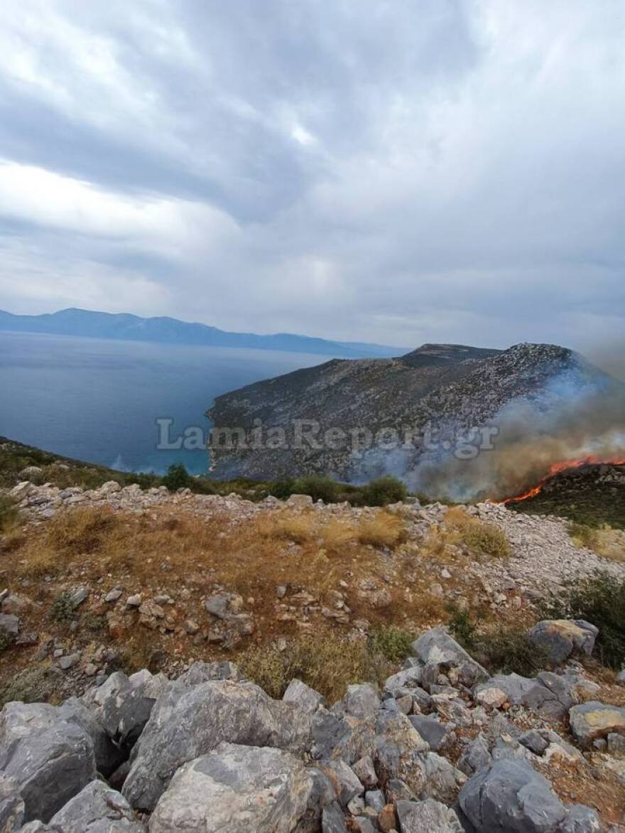 Φωτιά σε δύσβατη περιοχή στη Γκάτζα του δήμου Λοκρών - Επιχειρούν και εναέρια μέσα