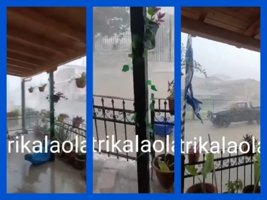 Τρίκαλα: Ισχυρό μπουρίνι μετέτρεψε τους δρόμους σε ποτάμια, χωρίς ρεύμα οικισμοί (βίντεο και φωτογραφίες)