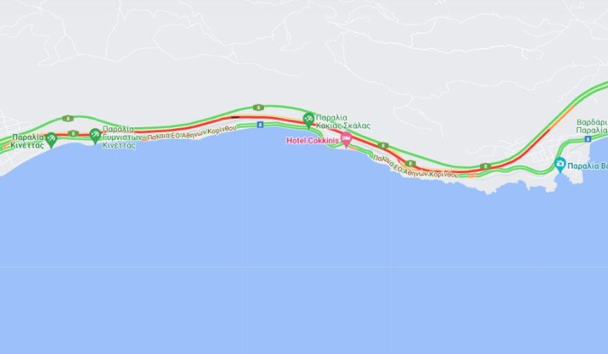 Εθνική Οδός Αθηνών - Κορίνθου: Ουρές χιλιομέτρων στο ρεύμα προς Αθήνα μετά από σύγκρουση τριών ΙΧ