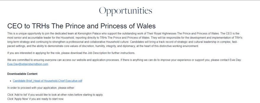 Γουίλιαμ: Καταργεί τους «αυλικούς» και έχει βάλει αγγελία για να προσλάβει CEO