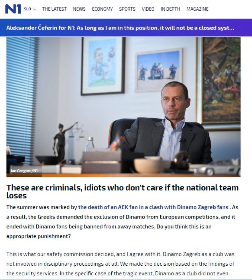 Τσέφεριν: «Θα ήταν άδικο να αποκλειστεί η Ντινάμο Ζάγκρεμπ, δεν γνώριζε για τη δολοφονία του Μιχάλη»