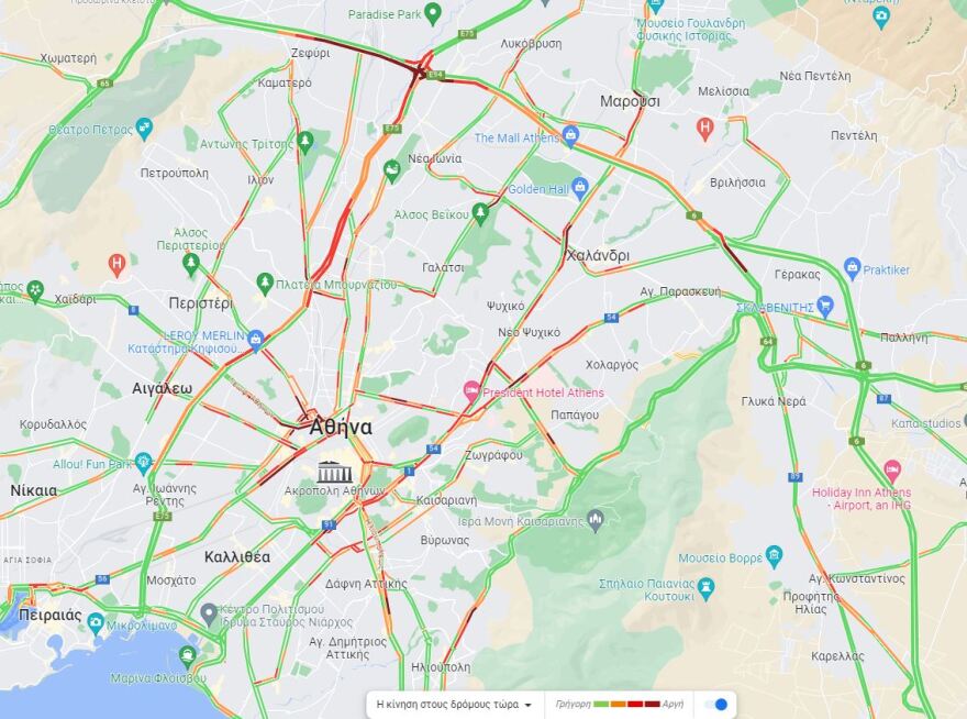 Κίνηση στους δρόμους: Μποτιλιάρισμα σε Κηφισό, Κηφισίας, Μεσογείων λόγω απεργίας - Live εικόνα