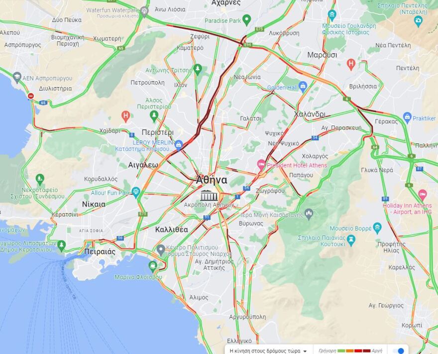 Κίνηση στους δρόμους: Μποτιλιάρισμα σε Κηφισό, Κηφισίας, Μεσογείων λόγω απεργίας - Live εικόνα