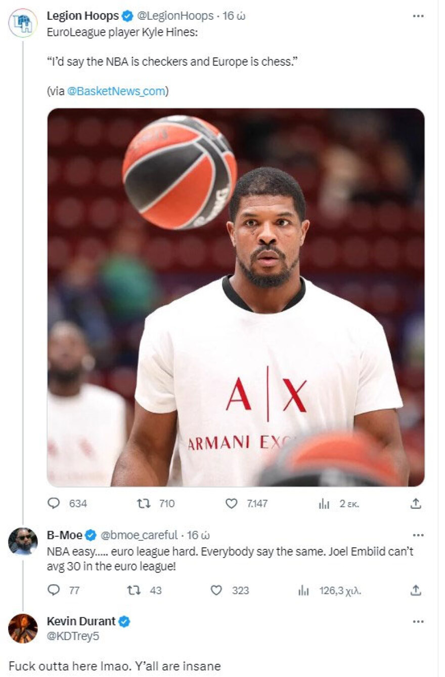 Ντουράντ: «Λέτε ότι η Euroleague είναι δυσκολότερη από το ΝΒΑ; Είστε τρελοί»