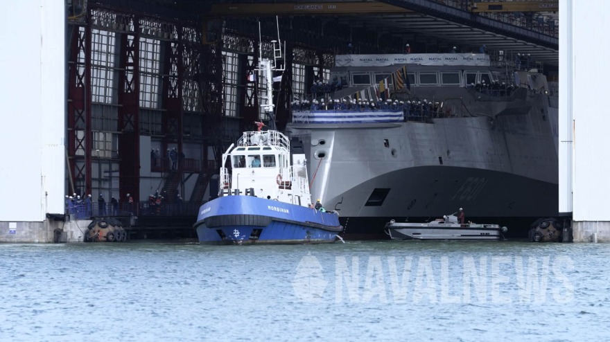 Δείτε βίντεο και φωτογραφίες: Στο νερό έπεσε η πρώτη ελληνική φρεγάτα Belh@rra