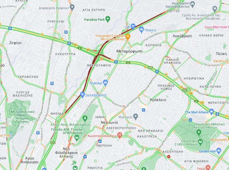 Μποτιλιάρισμα στην κάθοδο του Κηφισού λόγω τροχαίου στο ύψος της Νέας Φιλαδέλφειας