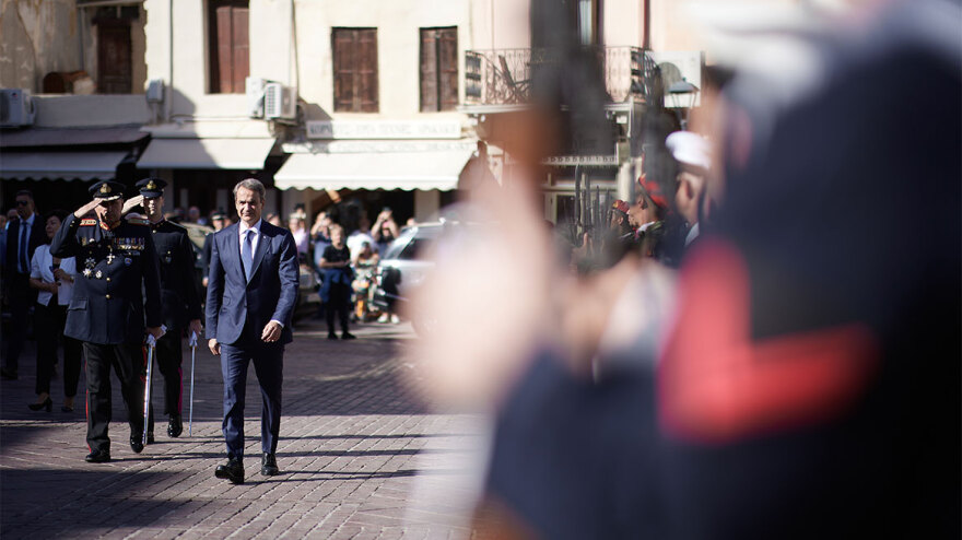 Στα Χανιά ο Κυριάκος Μητσοτάκης για τον εορτασμό της 28ης Οκτωβρίου - «Πυλώνας σταθερότητας η Ελλάδα»