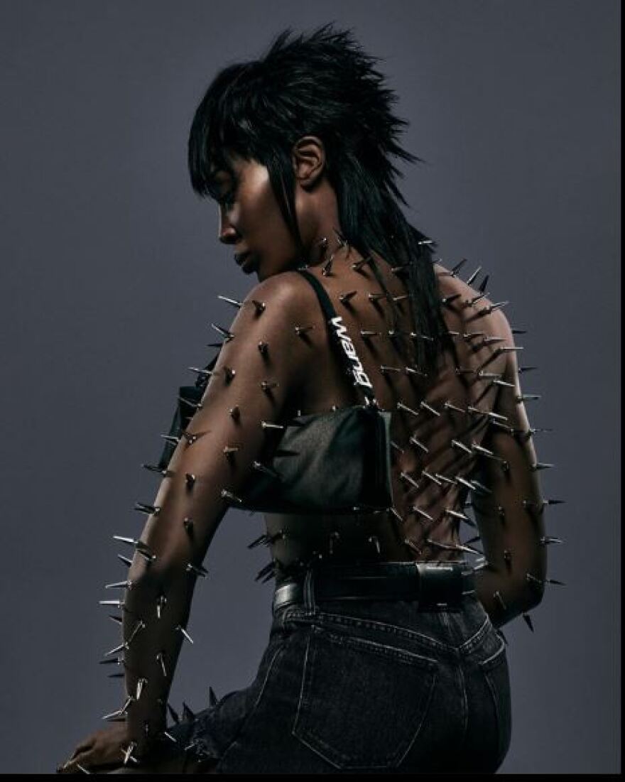 Ναόμι Κάμπελ: Ποζάρει γυμνή και καλυμμένη με ασημένια καρφιά