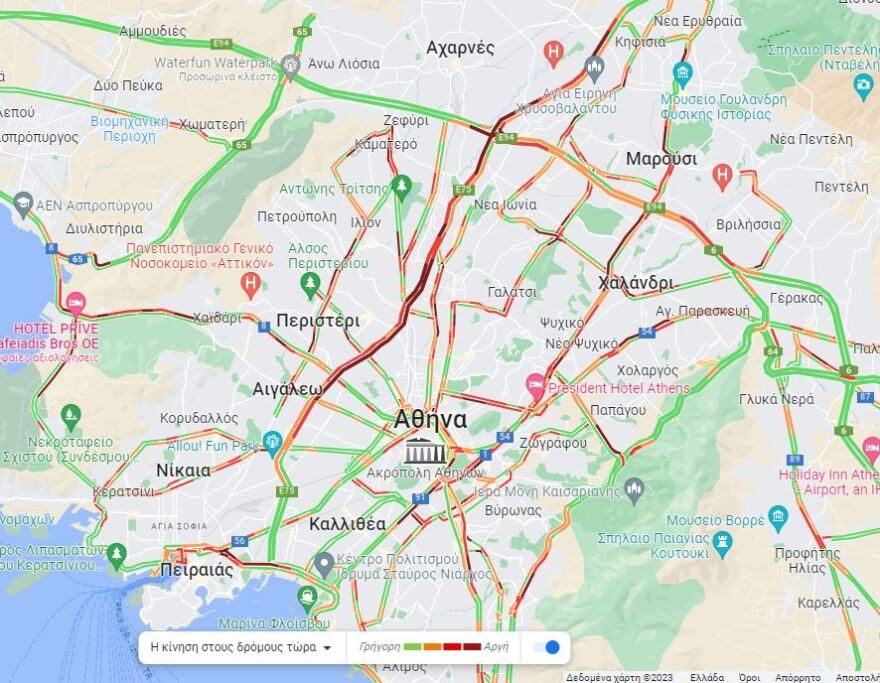 Κίνηση στους δρόμους: Μποτιλιάρισμα τώρα σε Κηφισό και Αττική Οδό - Live χάρτης 